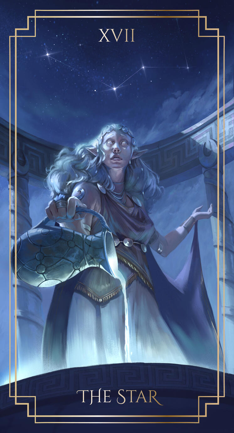 The star - tarot card illustration for a school project