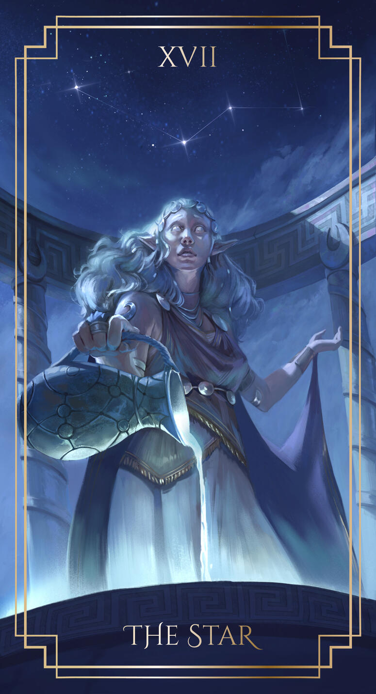 The star - tarot card illustration for a school project